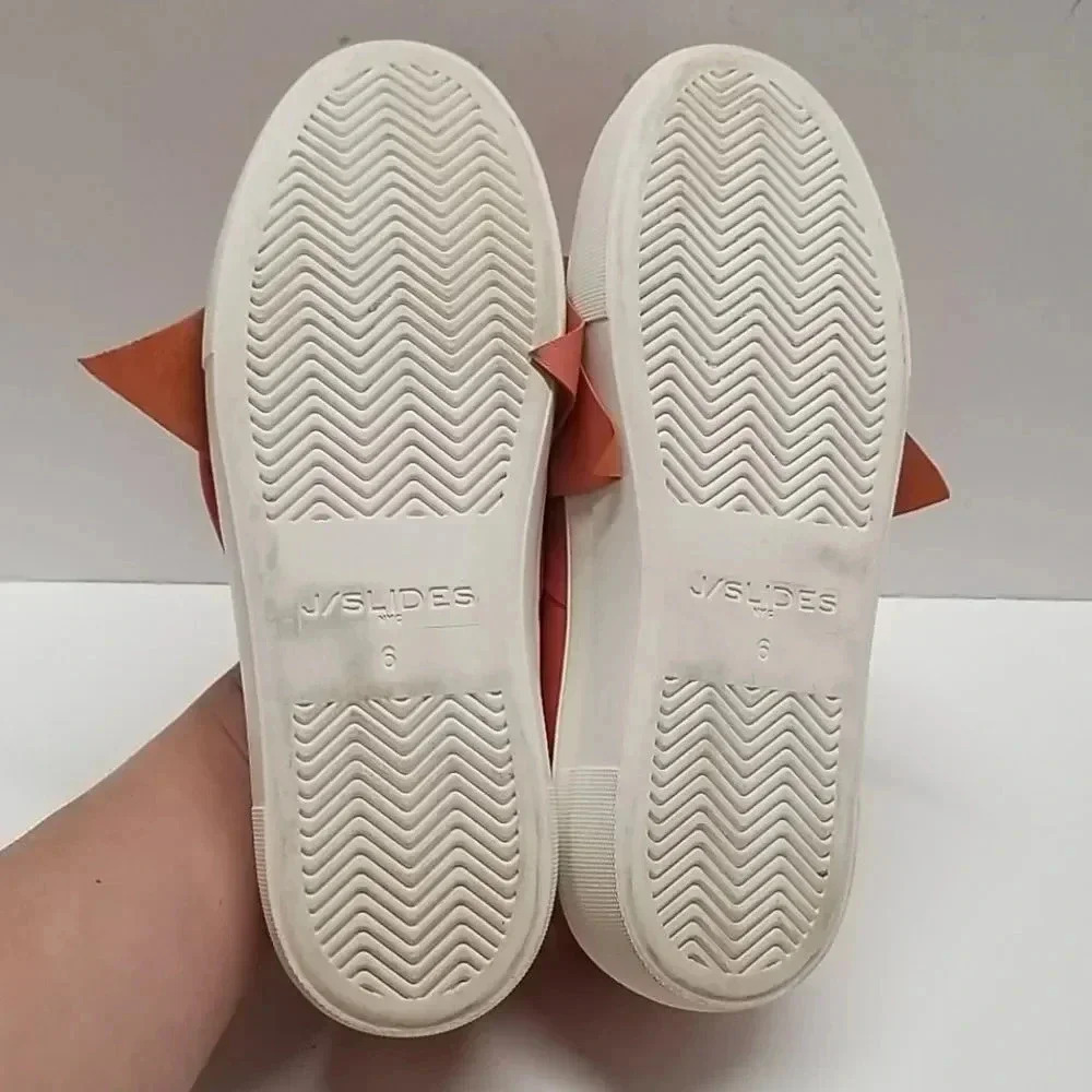{J/SLIDES NYC} Beauty Bow Sneakersin Coral Pink Slip-on Loafers - Picture 11 of 15